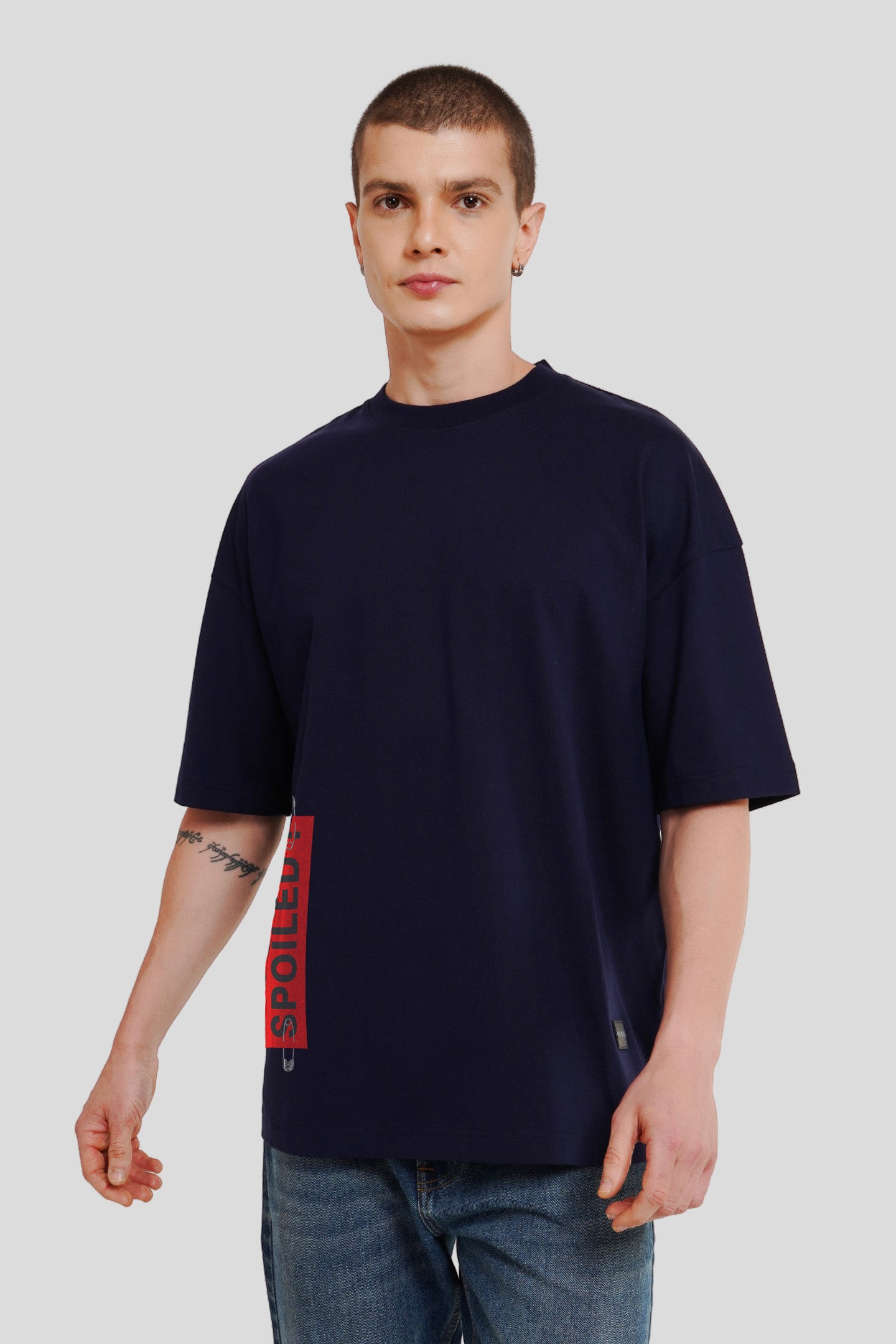 Spoiled Navy Blue Baggy Fit T-Shirt Men