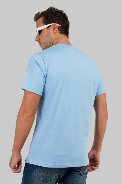 Solid Powder Blue Half Sleeves T-Shirt For Men Regular Fit