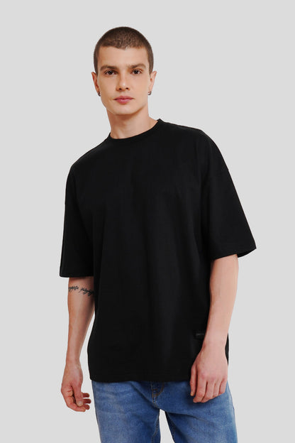 Men Solid Black Oversized Baggy T-Shirt