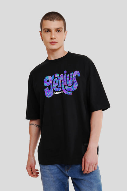 Genius Mind Black Printed Baggy T-Shirt