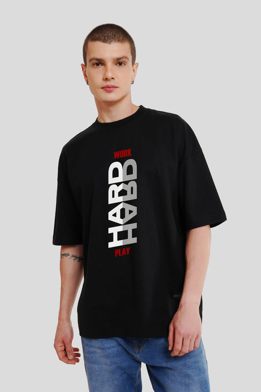 Work Hard Play Hard Black Printed T-Shirt