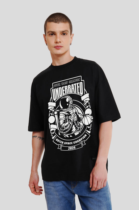 Outer Space Black Printed T-Shirt