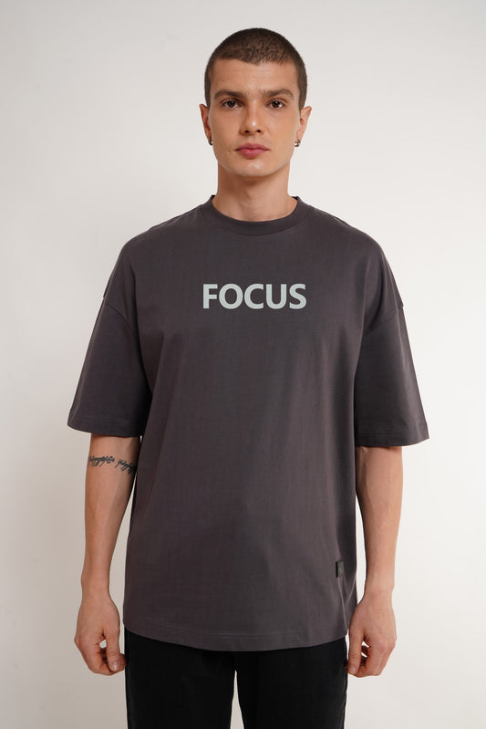 Focus Dark Gray Printed T-Shirt