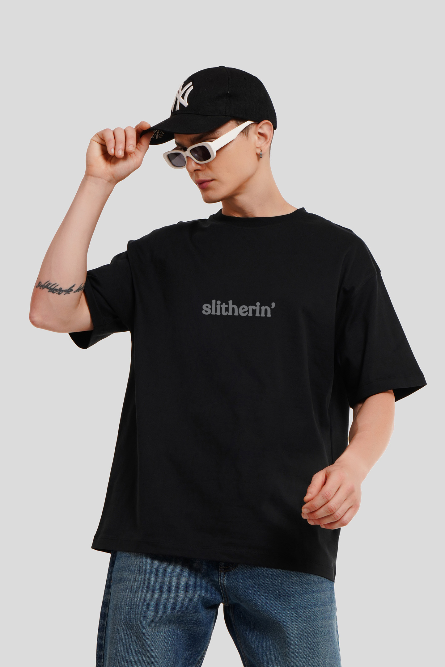 Slitherin' Black Oversized T-shirt Men