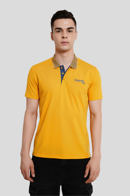 Mustard With Teal Collar Regular Polo T-shirt For Men