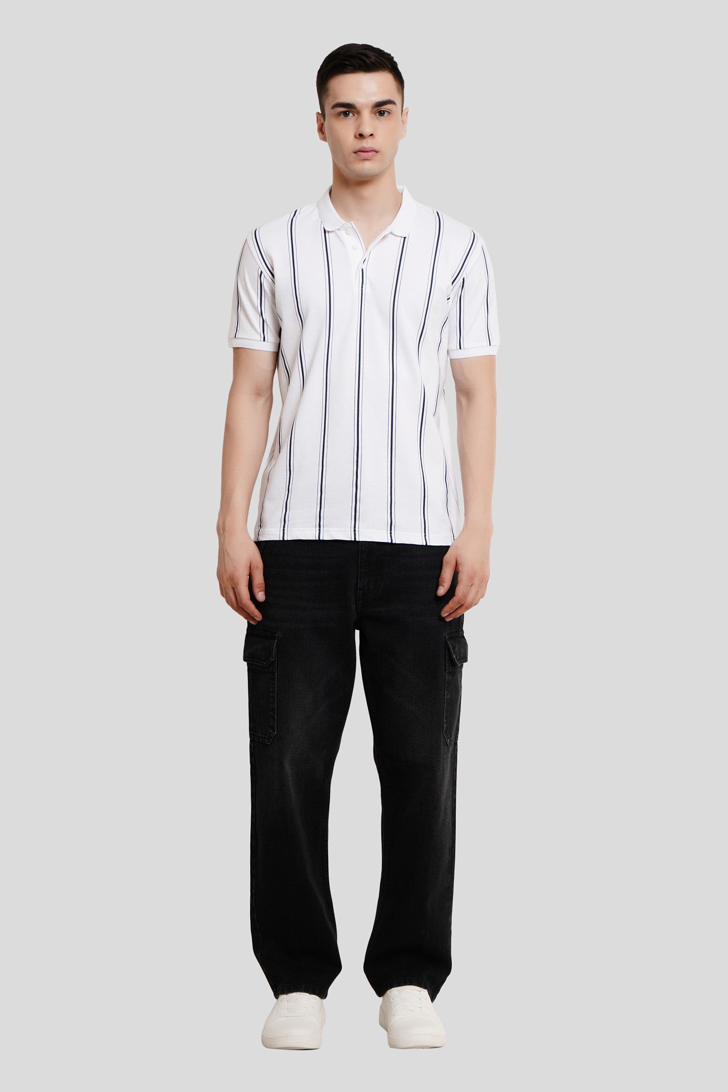 White Striped Polo T-Shirt