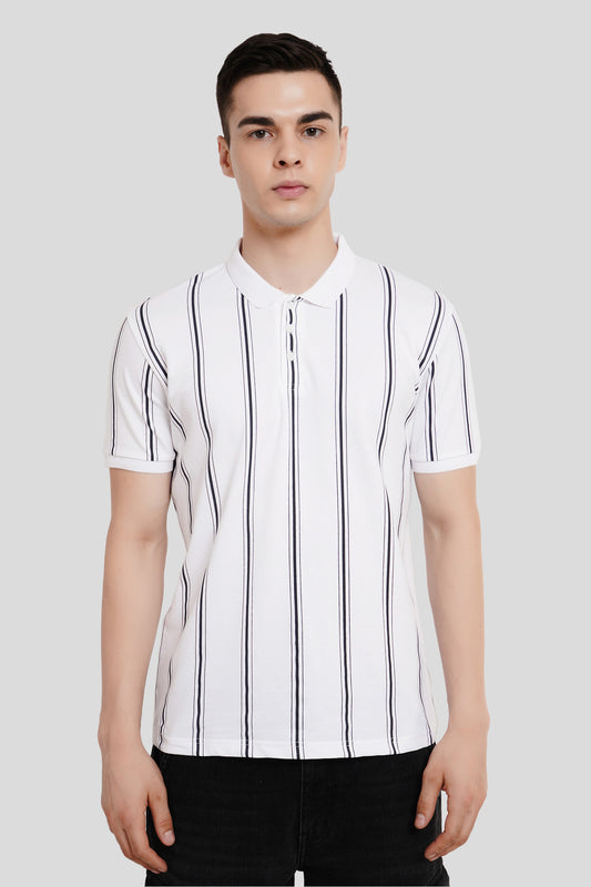 White Striped Polo T-Shirt