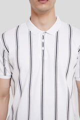 White Striped Polo T-Shirt