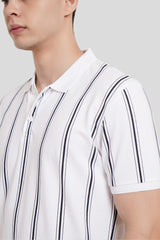 White Striped Polo T-Shirt