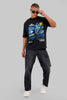 Starry Night Black Baggy Fit T-Shirt Men Pic 2