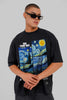 Starry Night Black Baggy Fit T-Shirt Men Pic 1