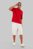 Solid Red Half Sleeves T-Shirt For Men Baggy Fit