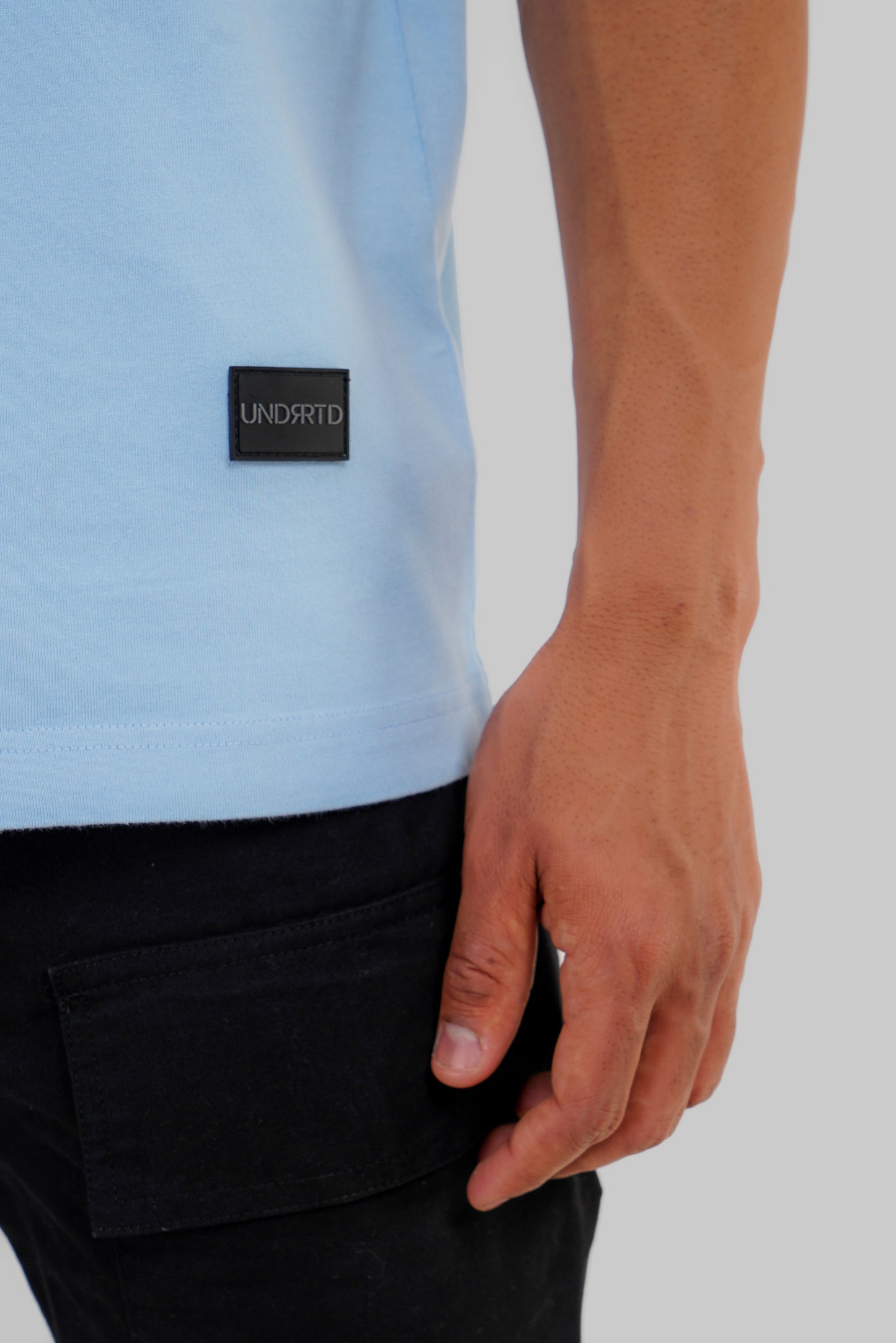 Solid Powder Blue Half Sleeves T-Shirt For Men Baggy Fit