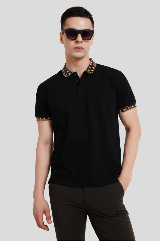 Black Regular Polo T-shirt For Men
