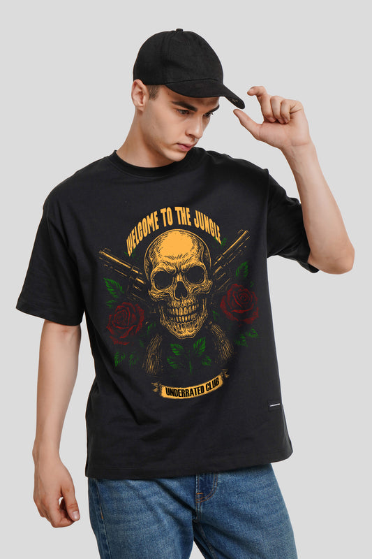 Welcome To The Jungle GNR Black Oversized Fit T-Shirt Men Pic 1