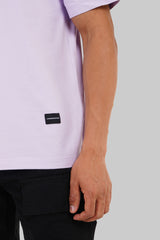 Solid Lilac Half Sleeves T-Shirt For Men Oversized Fit
