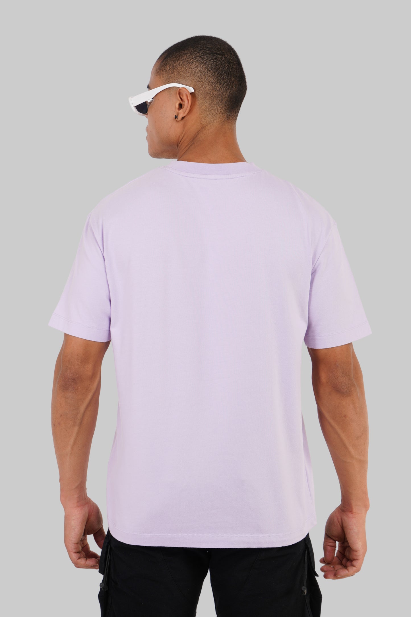 Solid Lilac Half Sleeves T-Shirt For Men Oversized Fit
