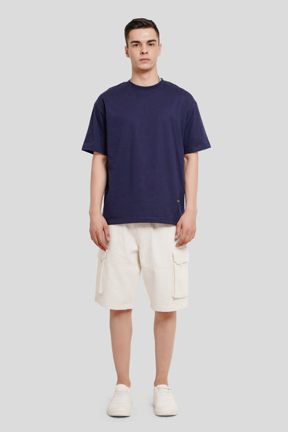 Bad Influence Navy Blue Oversized Fit T-Shirt Men