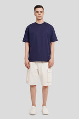 Bad Influence Navy Blue Oversized Fit T-Shirt Men