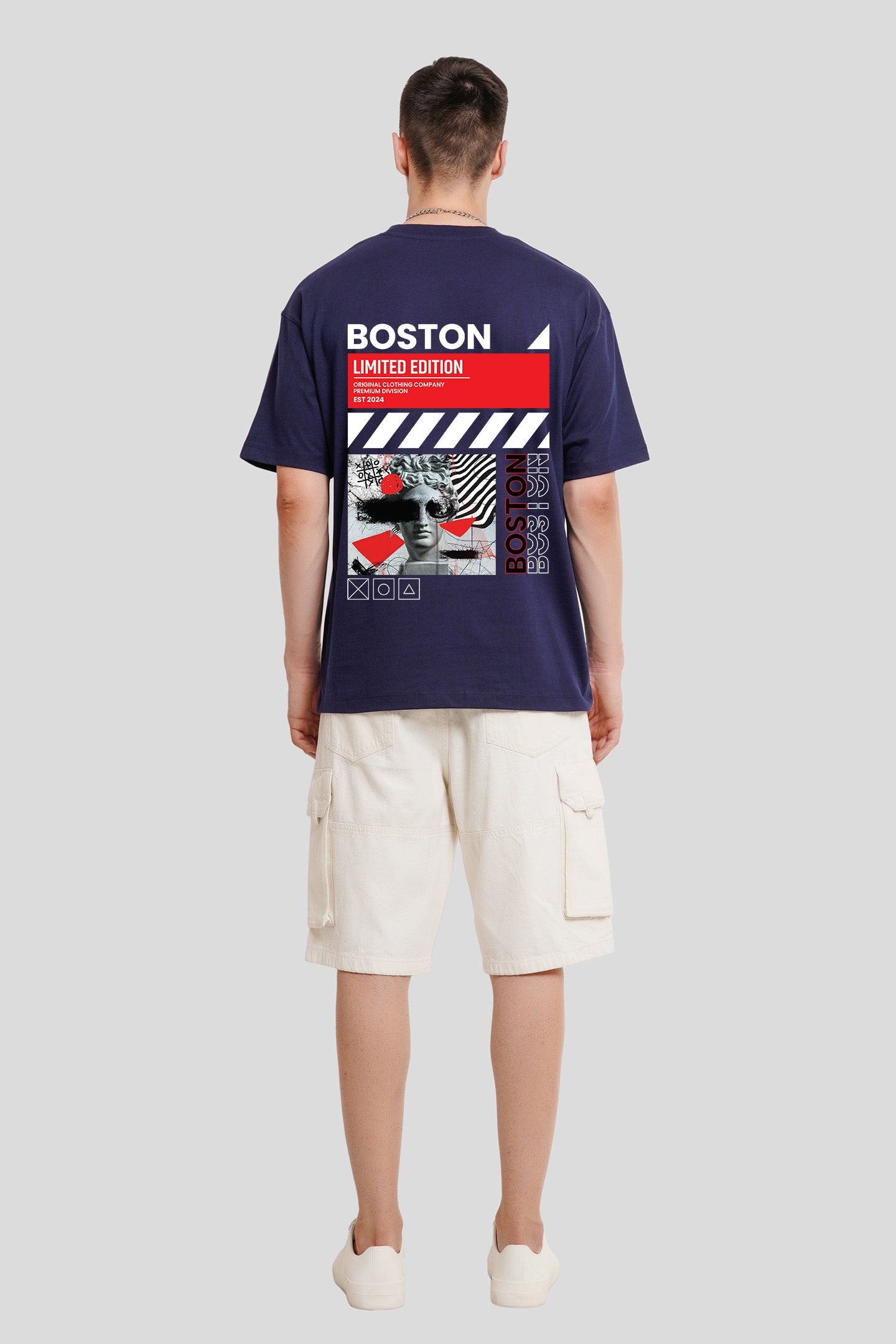 Boston Navy Blue Printed T-Shirt