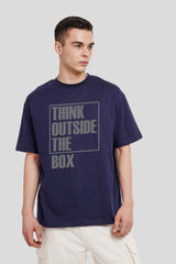Think Outside The Box Navy Blue Printed T-Shirt