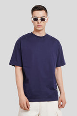 Bad Influence Navy Blue Oversized Fit T-Shirt Men