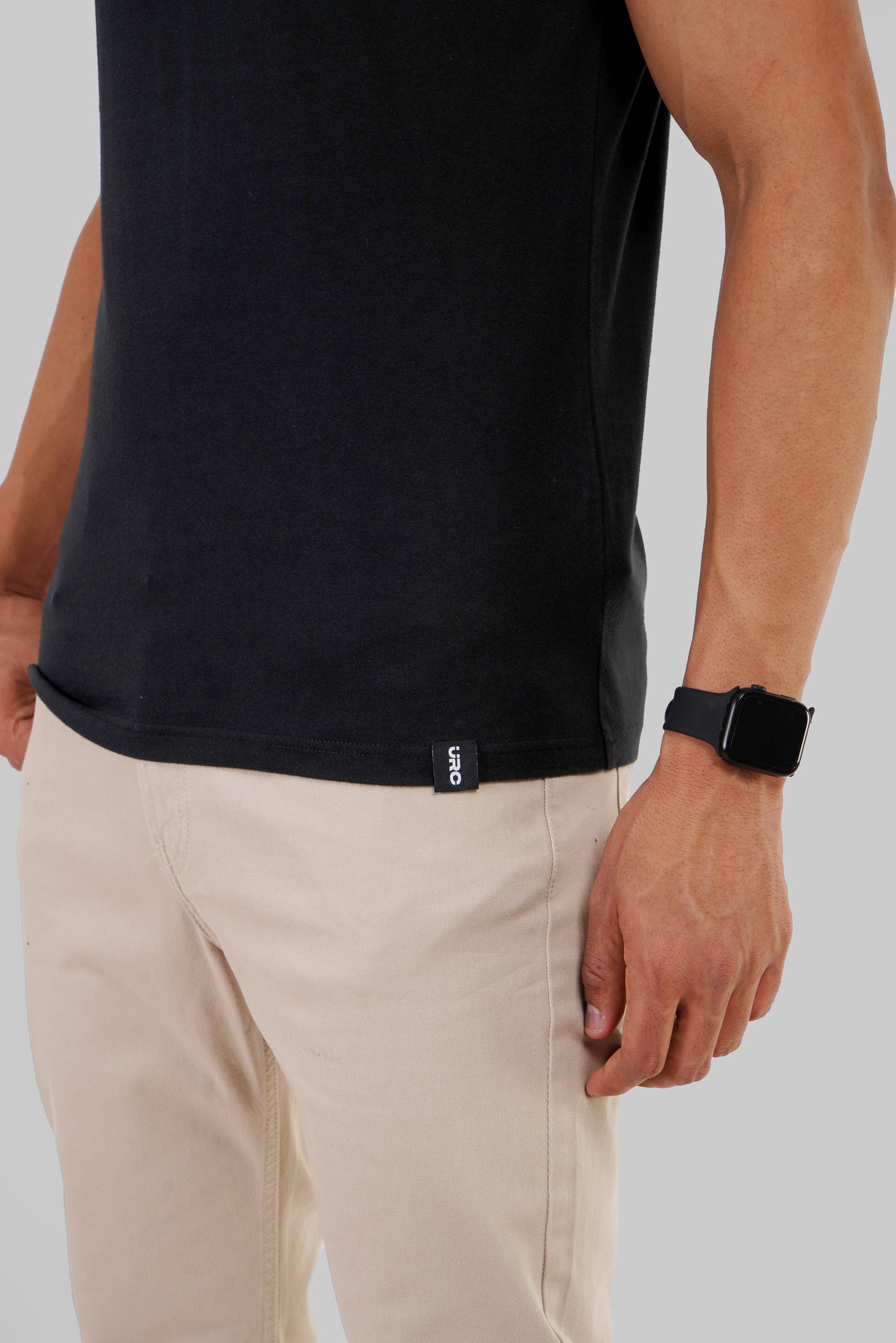 Solid Black Half Sleeves T-Shirt For Men Regular Fit
