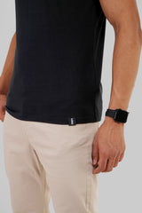 Solid Black Half Sleeves T-Shirt For Men Regular Fit