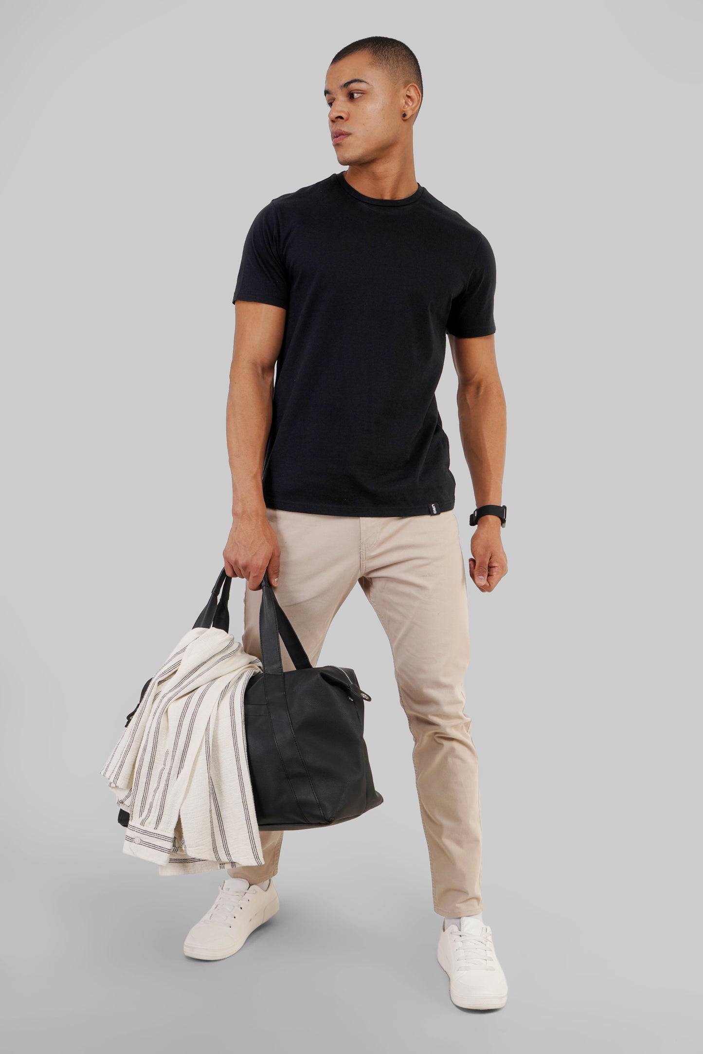 Solid Black Half Sleeves T-Shirt For Men Regular Fit