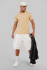 Solid Beige Half Sleeves T-Shirt For Men Regular Fit