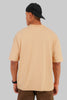 Solid Beige Half Sleeves T-Shirt For Men Baggy Fit