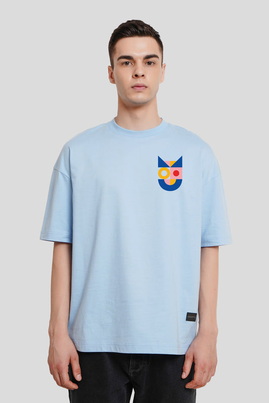 Geometric Powder Blue Printed T-Shirt