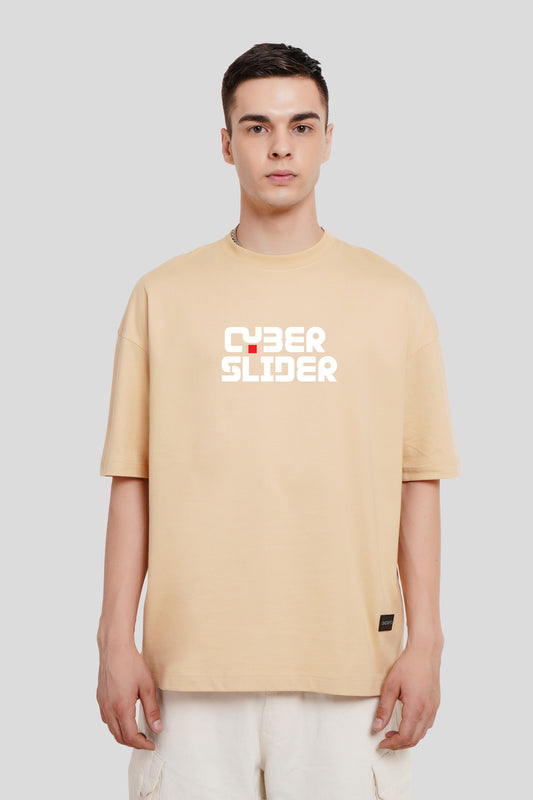 Cyber Slider Beige Printed T-Shirt