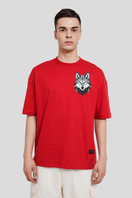 Wolf Face Red Printed T-Shirt