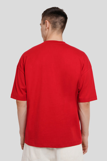 Socially Underarted Red Printed T-Shirt Men Baggy Fit