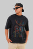 Two Men Line Art Black Baggy Fit T-Shirt Men Pic 1