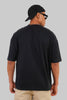 Two Men Line Art Black Baggy Fit T-Shirt Men Pic 2