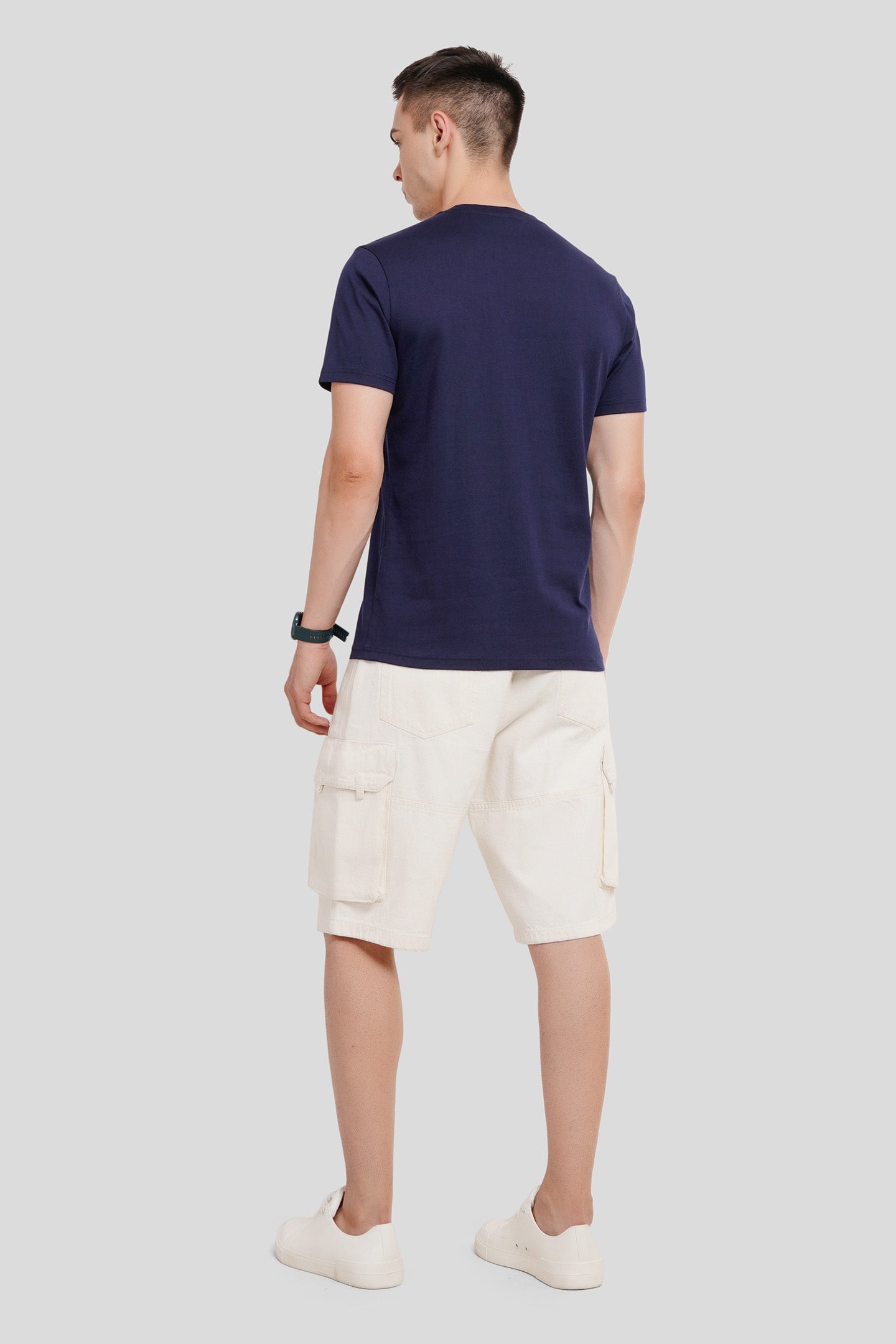 Doodled Print Navy Blue Regular Fit T-Shirt Men