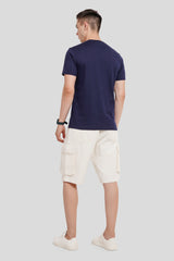 Doodled Print Navy Blue Regular Fit T-Shirt Men