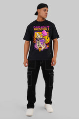 Burnout Black Oversized Fit T-Shirt Men