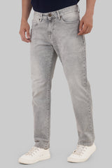 Light Grey Mid Rise Men's Baggy Jeans Pic 5