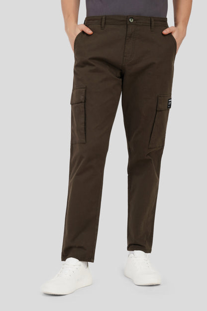 Olive Mid Rise Regular Fit Men's Cargo Pic 1