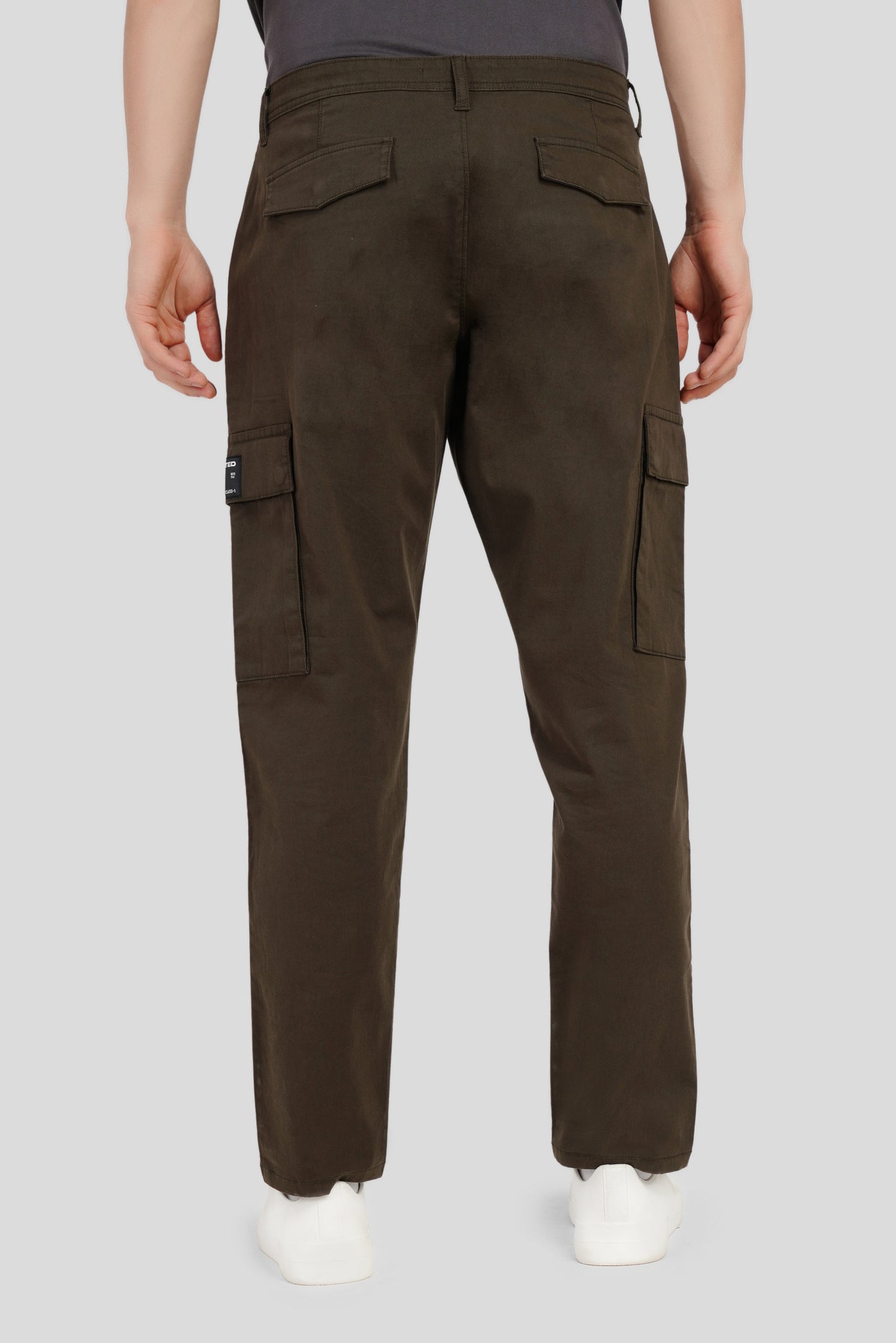 Olive Mid Rise Regular Fit Men's Cargo Pic 3