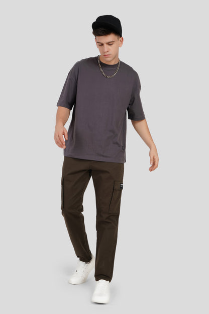 Olive Mid Rise Regular Fit Men's Cargo Pic 2