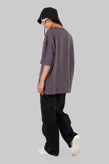 Connected Eyes Dark Grey Baggy Fit T-Shirt Women