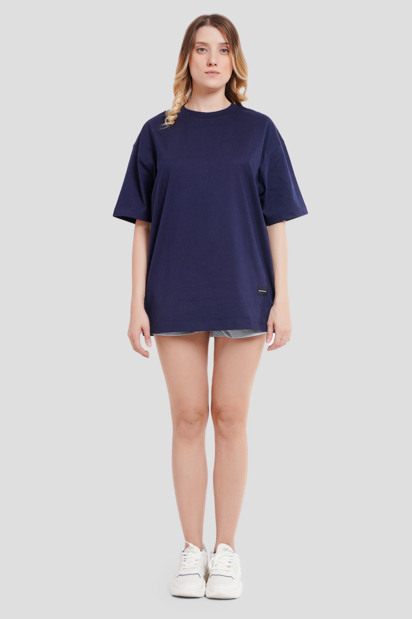 Bad Influence Navy Blue Oversized Fit T-Shirt Women