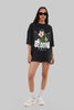 Floral Bloom Black Baggy Fit T-Shirt Women