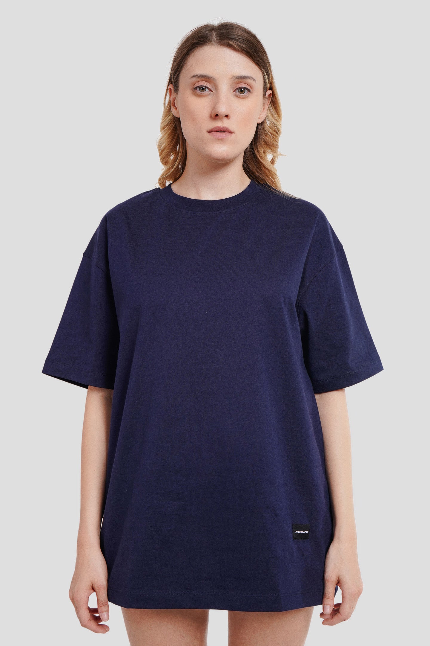 Bad Influence Navy Blue Oversized Fit T-Shirt Women
