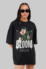 Floral Bloom Black Baggy Fit T-Shirt Women
