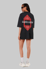 Underrated Pattern Black Baggy Fit T-Shirt Women